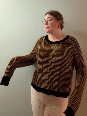 One Teaspoon Black and Mustard Striped Knit